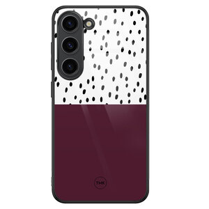 Casevibes Samsung Galaxy S23 glazen hardcase - Burgundy dots