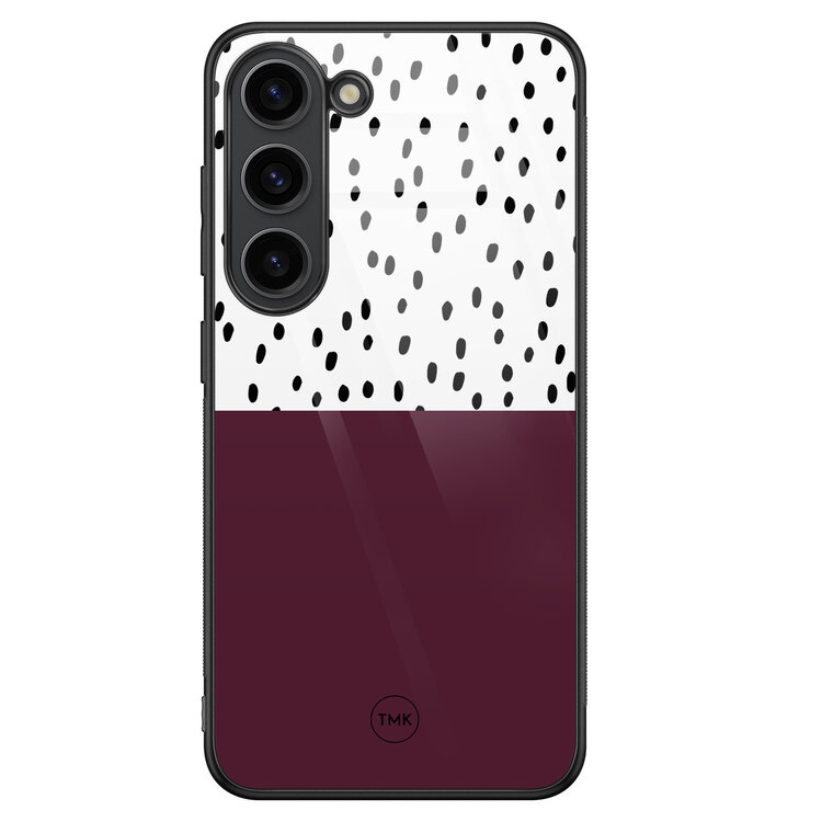 Casevibes Samsung Galaxy S23 glazen hardcase - Burgundy dots