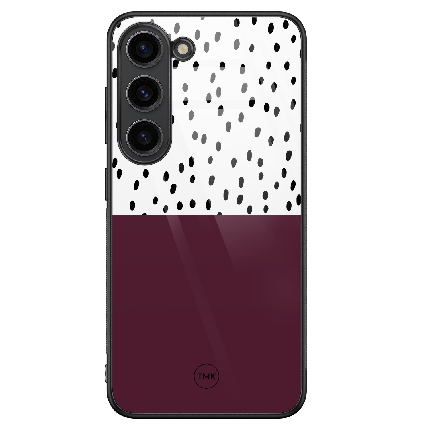 TMK Samsung Galaxy S23 glazen hardcase - Burgundy dots