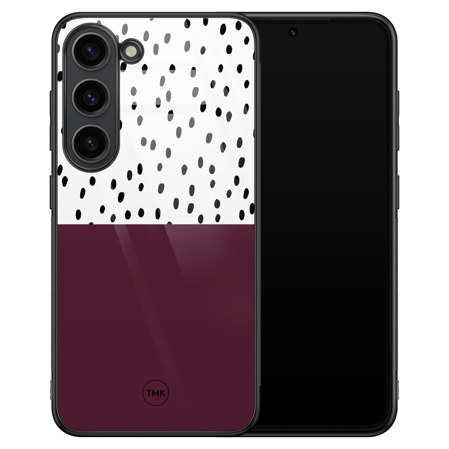 TMK Samsung Galaxy S23 glazen hardcase - Burgundy dots