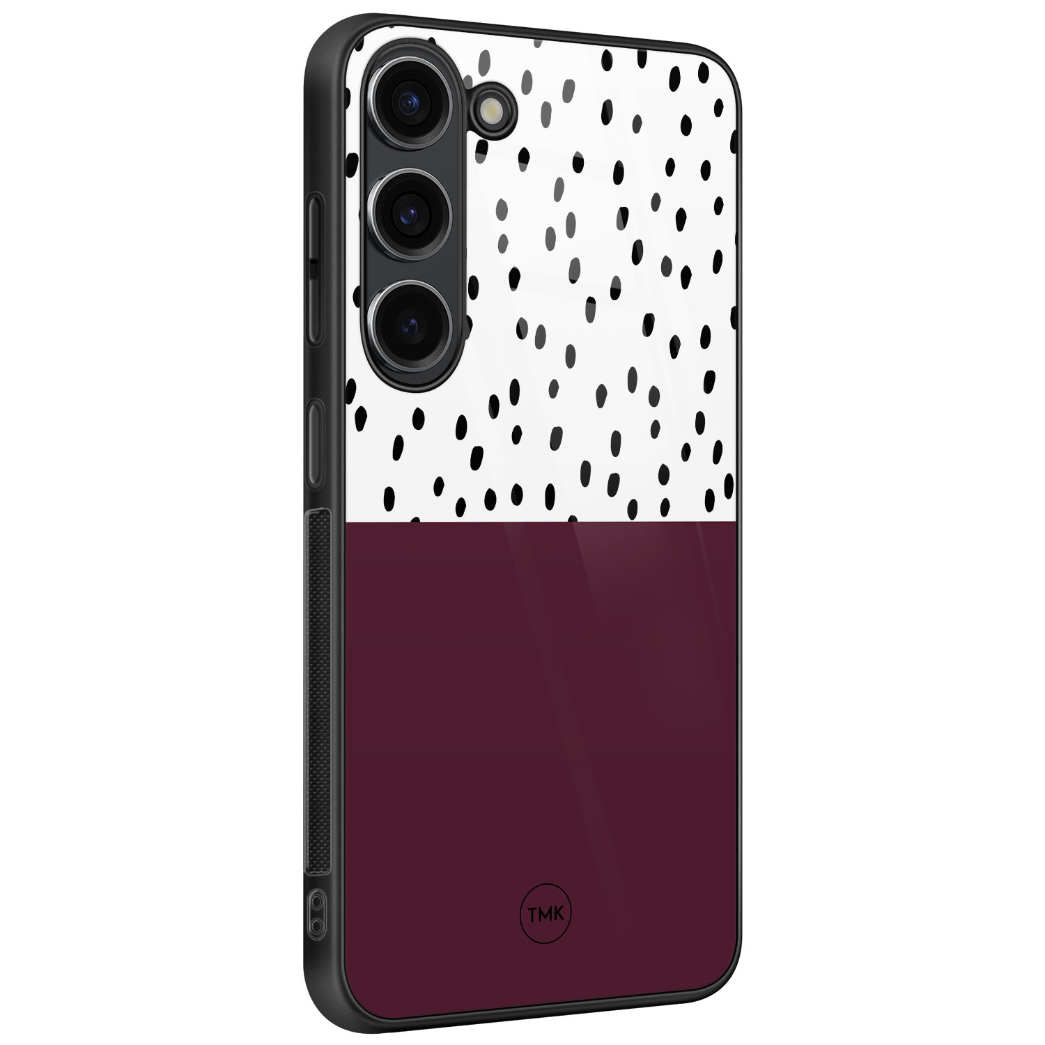 TMK Samsung Galaxy S23 glazen hardcase - Burgundy dots