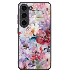 TMK Samsung Galaxy S23 glazen hardcase - Bloemen acryl