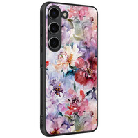 TMK Samsung Galaxy S23 glazen hardcase - Bloemen acryl