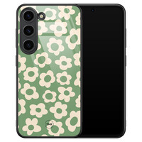 TMK Samsung Galaxy S23 glazen hardcase - Retro cute flowers