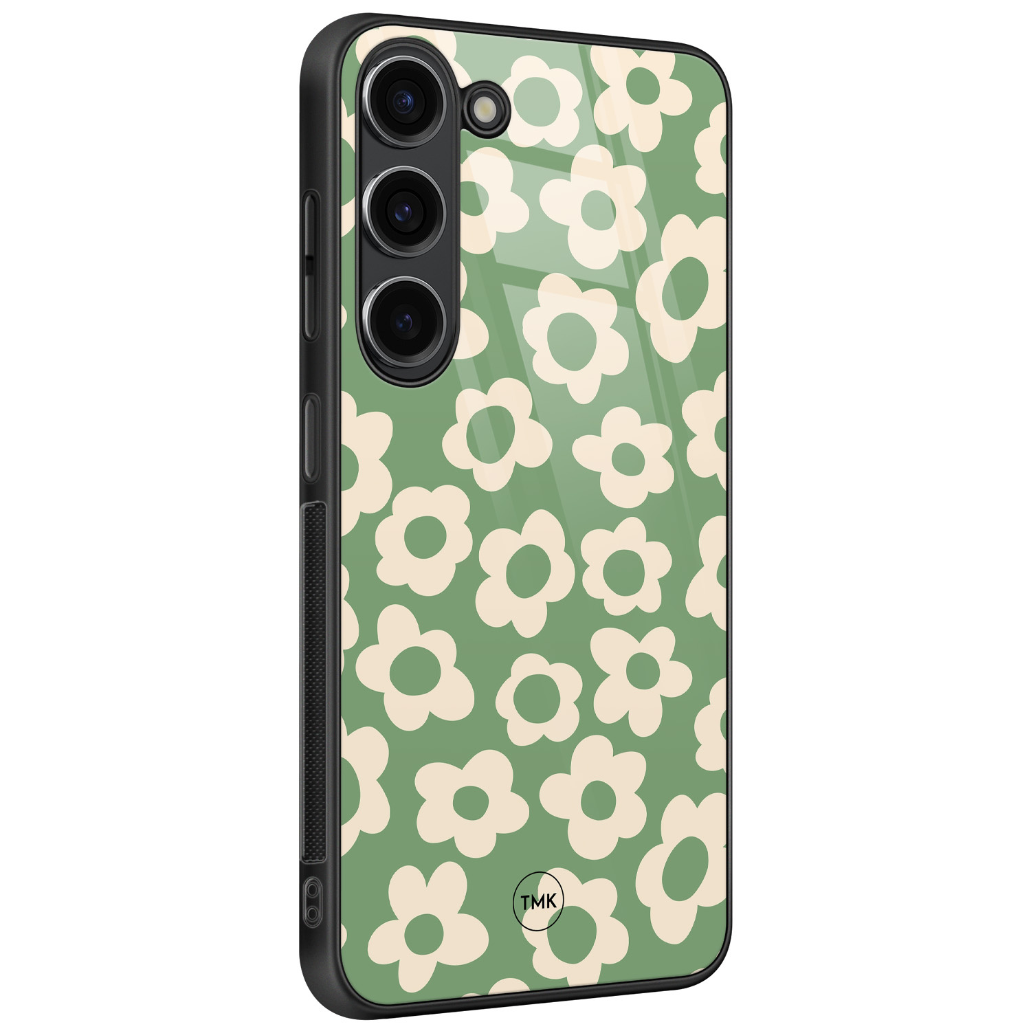 TMK Samsung Galaxy S23 glazen hardcase - Retro cute flowers
