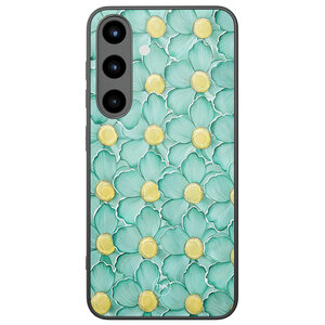 TMK Samsung Galaxy S25 glazen hardcase - Mint blossom