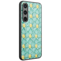 TMK Samsung Galaxy S25 glazen hardcase - Mint blossom