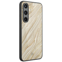 TMK Samsung Galaxy S25 glazen hardcase - Golden marble