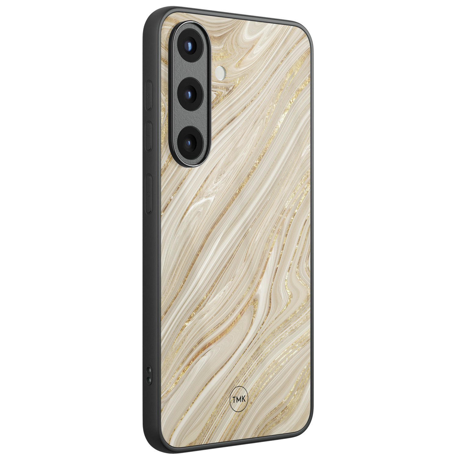 TMK Samsung Galaxy S25 glazen hardcase - Golden marble