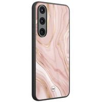 TMK Samsung Galaxy S25 glazen hardcase - Rose marble