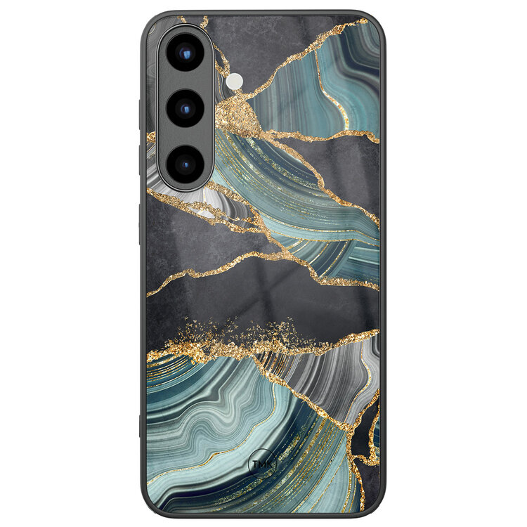 Casevibes Samsung Galaxy S25 glazen hardcase - Marble jade stone