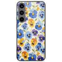 TMK Samsung Galaxy S25 glazen hardcase - Viooltjesmix bloemen