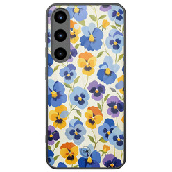TMK Samsung Galaxy S25 glazen hardcase - Viooltjesmix bloemen