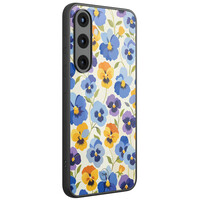 TMK Samsung Galaxy S25 glazen hardcase - Viooltjesmix bloemen