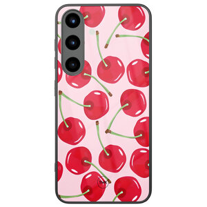 Casevibes Samsung Galaxy S25 glazen hardcase - Sweet cherry