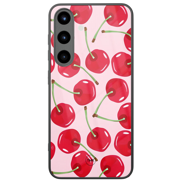 Casevibes Samsung Galaxy S25 glazen hardcase - Sweet cherry