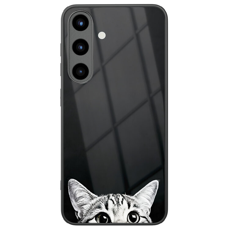 Casevibes Samsung Galaxy S25 glazen hardcase - Kat kiekeboe
