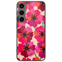 TMK Samsung Galaxy S25 glazen hardcase - Pink floral bliss