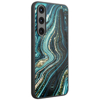 TMK Samsung Galaxy S25 glazen hardcase - Blue marble waves