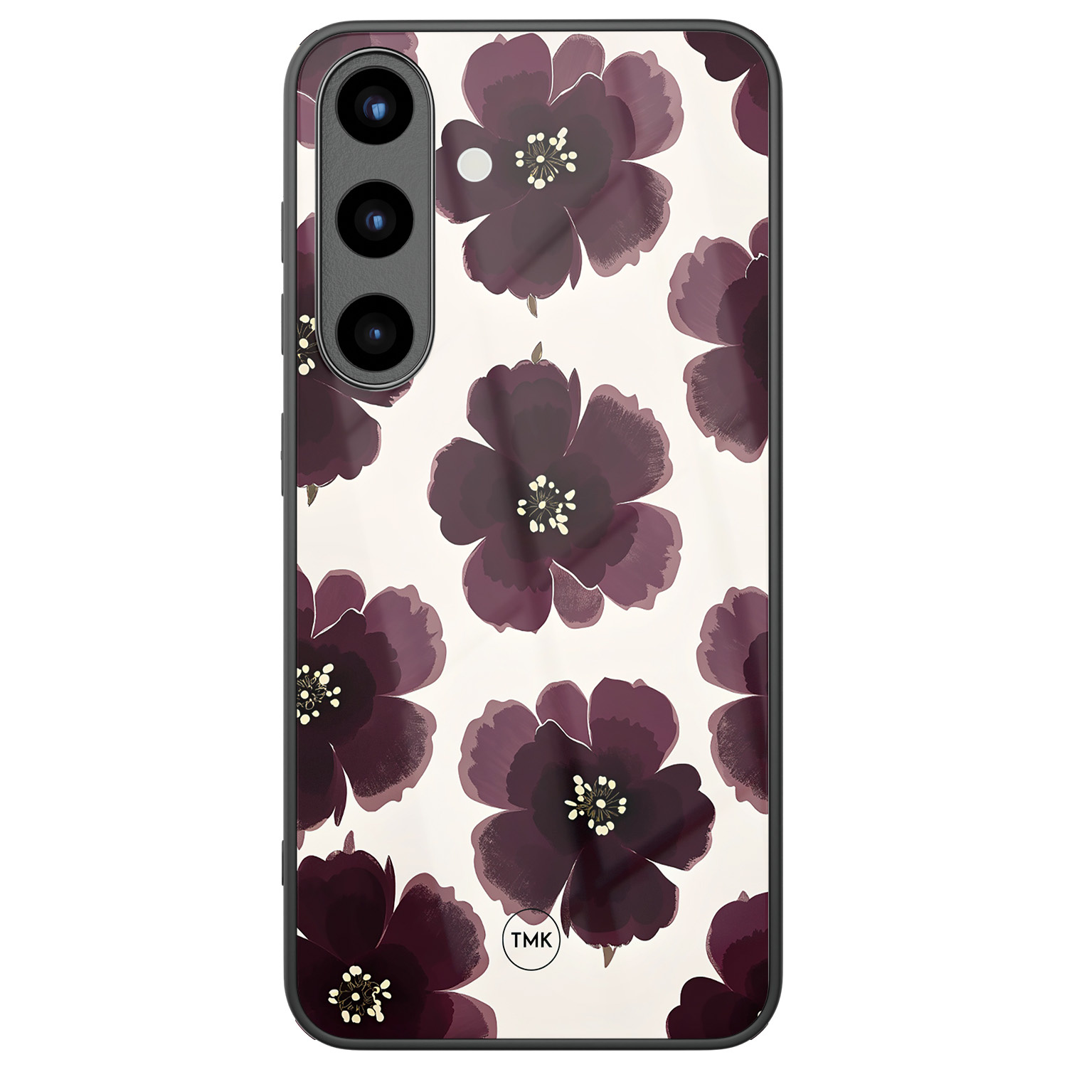 TMK Samsung Galaxy S25 glazen hardcase - Burgundy flowers