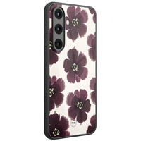 TMK Samsung Galaxy S25 glazen hardcase - Burgundy flowers