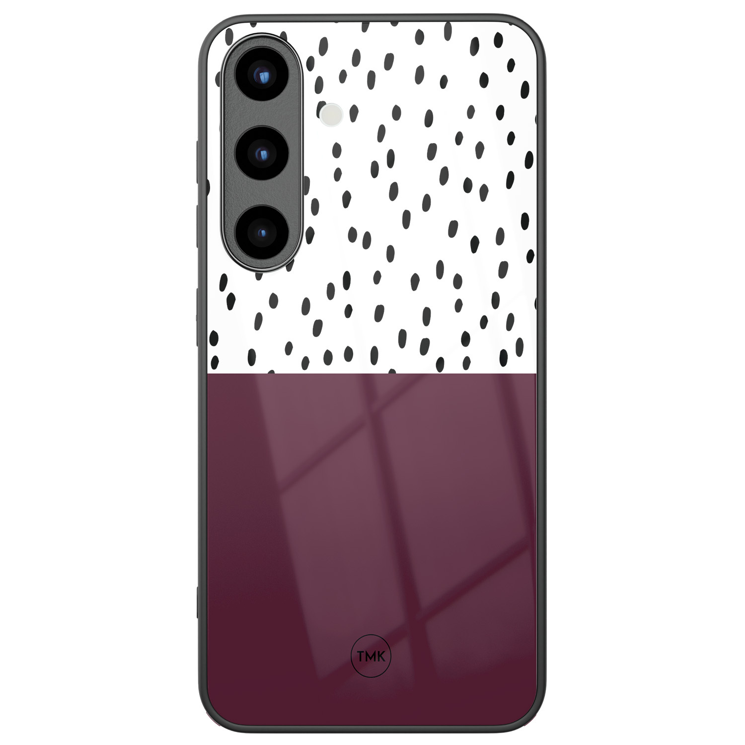 TMK Samsung Galaxy S25 glazen hardcase - Burgundy dots