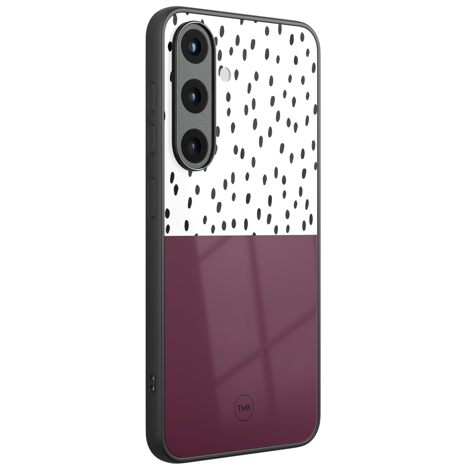 TMK Samsung Galaxy S25 glazen hardcase - Burgundy dots