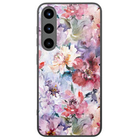 TMK Samsung Galaxy S25 glazen hardcase - Bloemen acryl