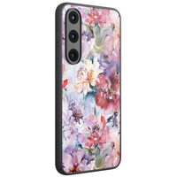 TMK Samsung Galaxy S25 glazen hardcase - Bloemen acryl