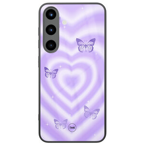 Casevibes Samsung Galaxy S25 glazen hardcase - Vlinders retro paars