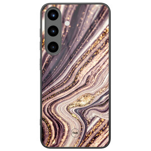 Casevibes Samsung Galaxy S25 glazen hardcase - Golden pink marble