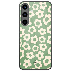 TMK Samsung Galaxy S25 glazen hardcase - Retro cute flowers