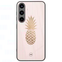 TMK Samsung Galaxy S25 glazen hardcase - Ananas roze