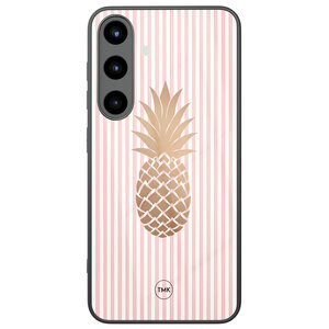 Casevibes Samsung Galaxy S25 glazen hardcase - Ananas roze