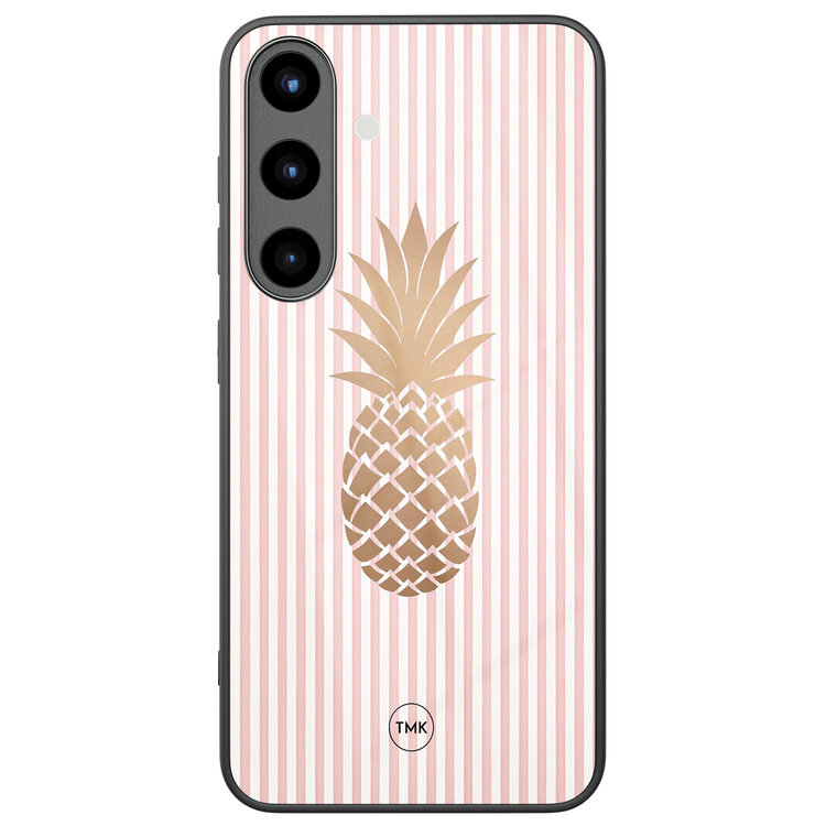 TMK Samsung Galaxy S25 glazen hardcase - Ananas roze