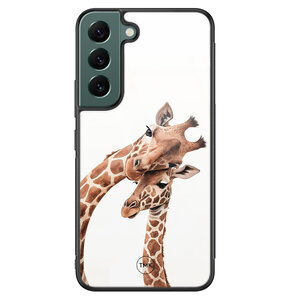 Casevibes Samsung Galaxy S22 glazen hardcase - Giraffen