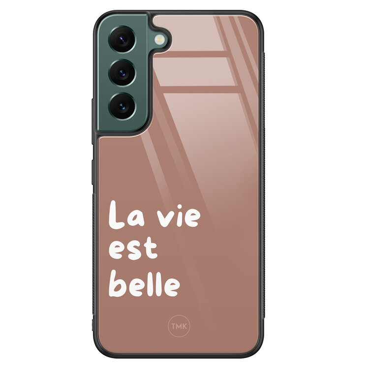 Casevibes Samsung Galaxy S22 glazen hardcase - La vie est belle