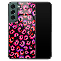 TMK Samsung Galaxy S22 glazen hardcase - Luipaard neon