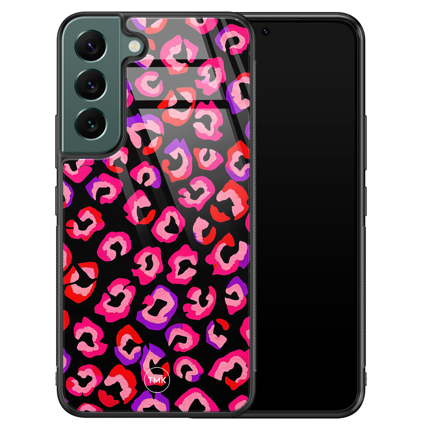TMK Samsung Galaxy S22 glazen hardcase - Luipaard neon