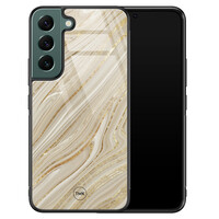 TMK Samsung Galaxy S22 glazen hardcase - Golden marble