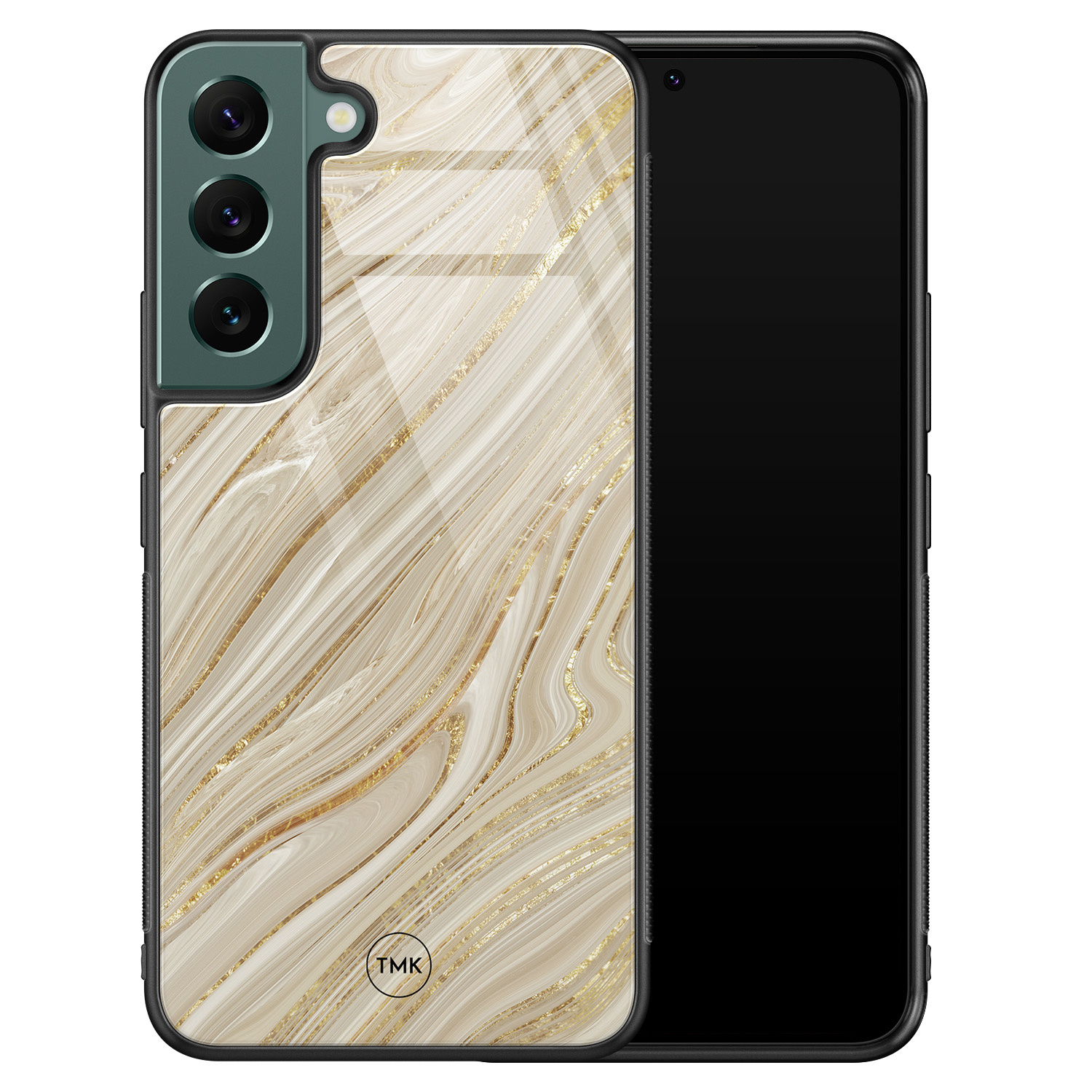 TMK Samsung Galaxy S22 glazen hardcase - Golden marble