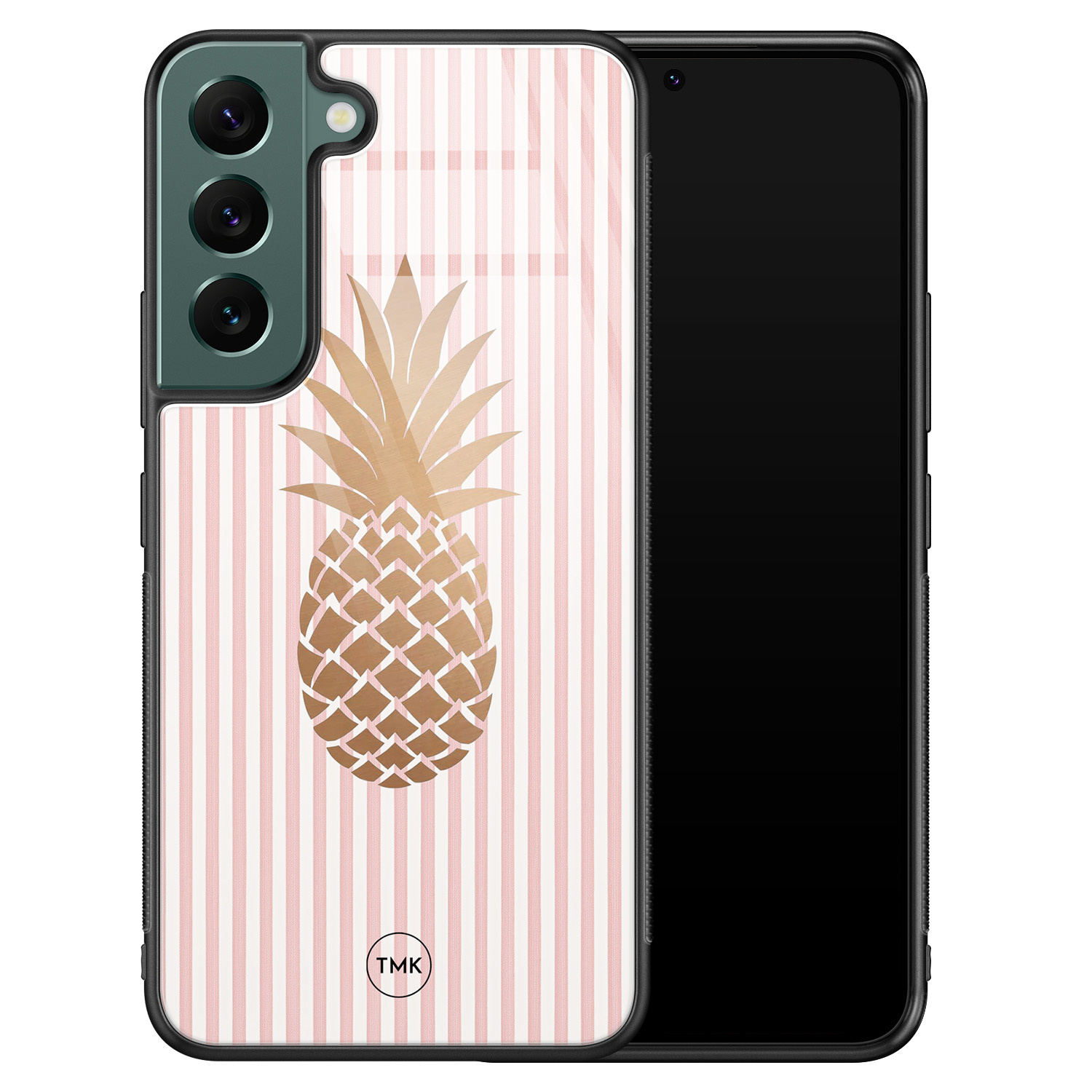 TMK Samsung Galaxy S22 glazen hardcase - Ananas roze