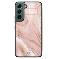 TMK Samsung Galaxy S22 glazen hardcase - Rose marble