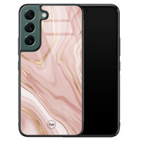 TMK Samsung Galaxy S22 glazen hardcase - Rose marble