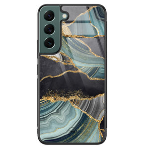 Casevibes Samsung Galaxy S22 glazen hardcase - Marble jade stone