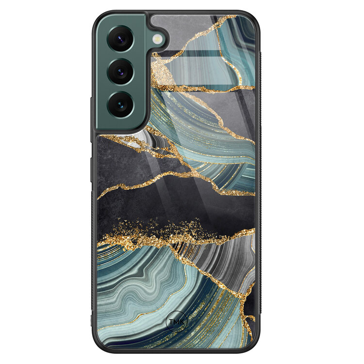 TMK Samsung Galaxy S22 glazen hardcase - Marble jade stone