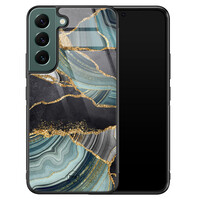 TMK Samsung Galaxy S22 glazen hardcase - Marble jade stone