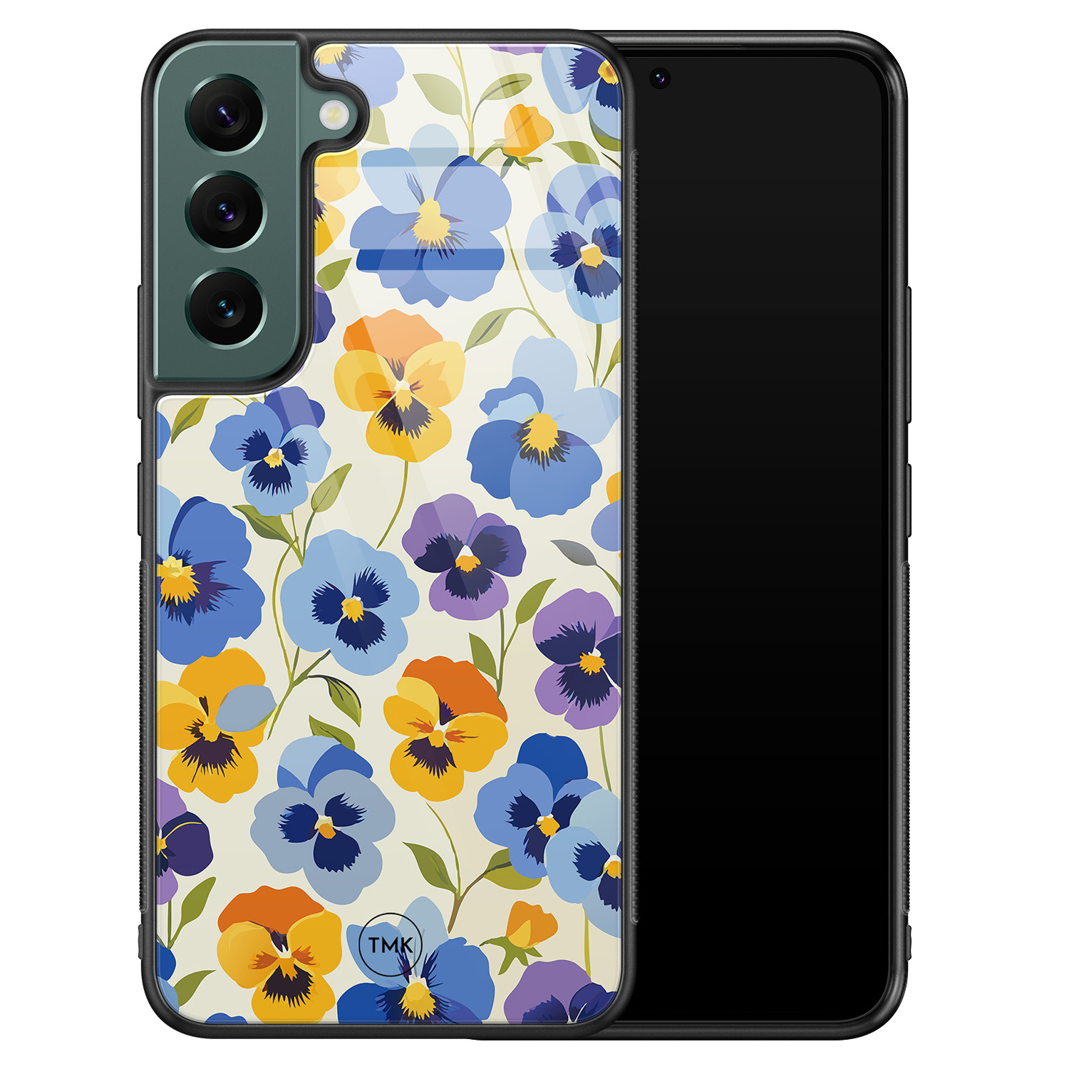 TMK Samsung Galaxy S22 glazen hardcase - Viooltjesmix bloemen