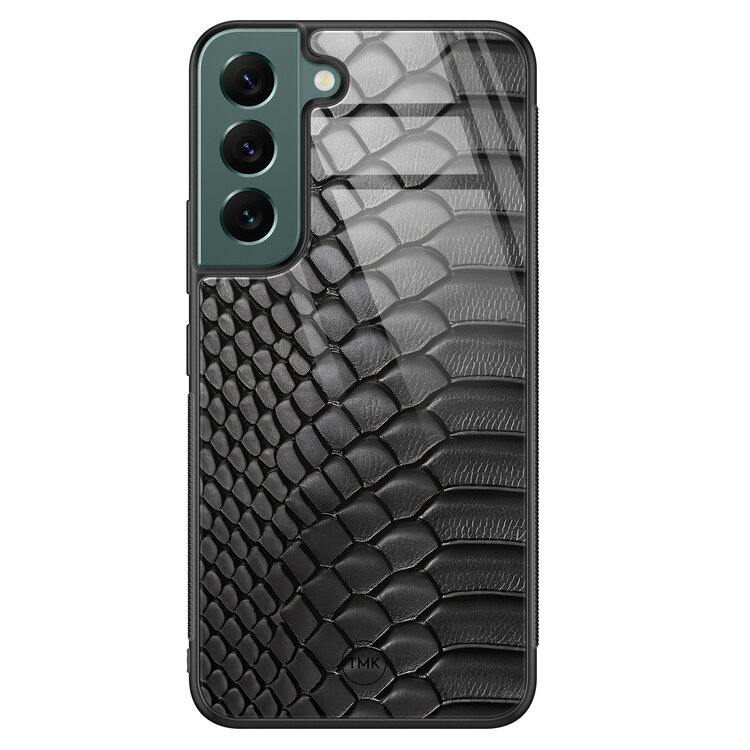 Casevibes Samsung Galaxy S22 glazen hardcase - Black snake