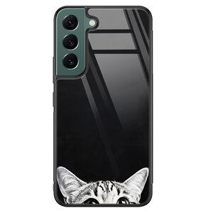 Casevibes Samsung Galaxy S22 glazen hardcase - Kat kiekeboe